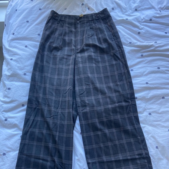 Plaid madewell Harlow wide leg pants, new with tags never worn. - Picture 1 of 5